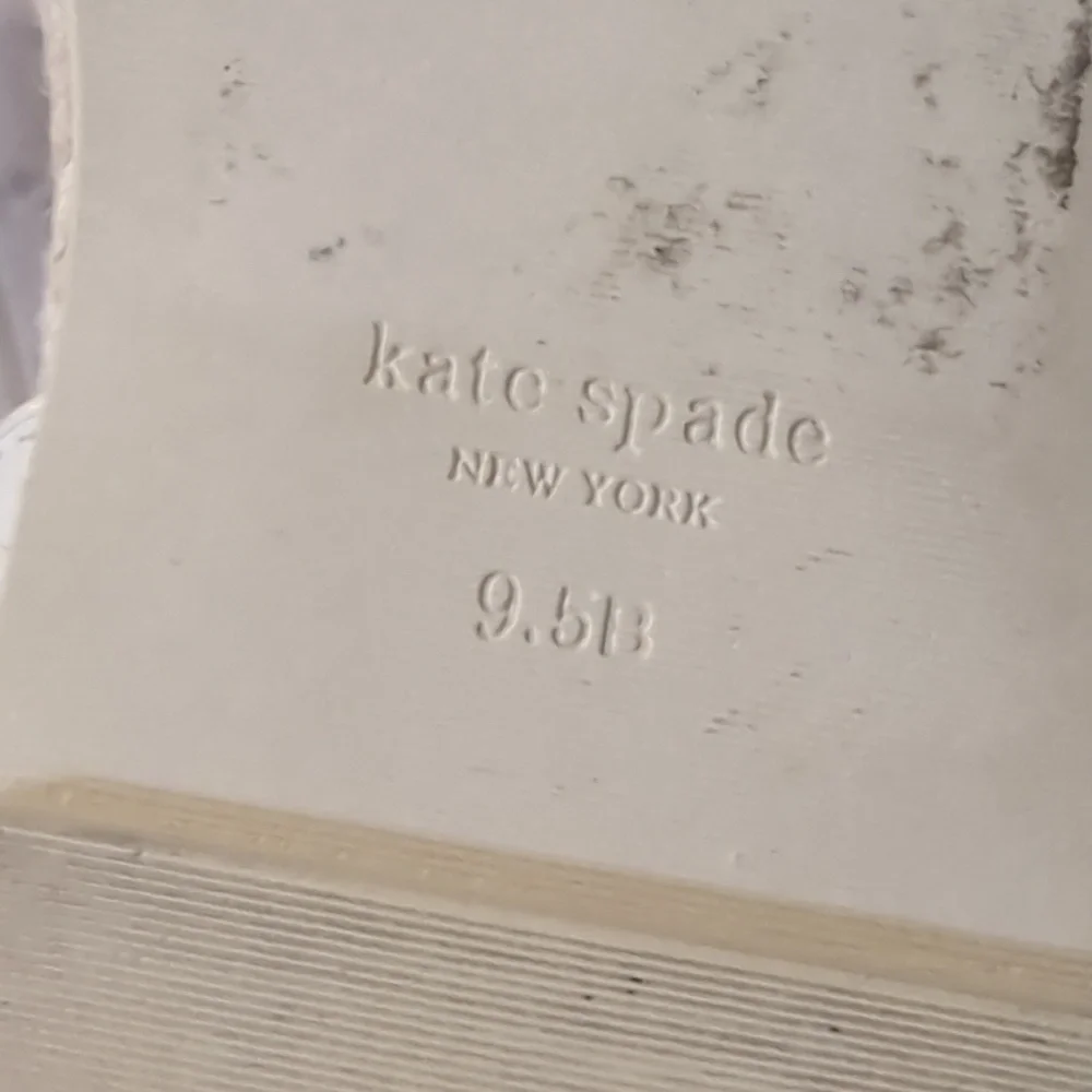 Kate Spade White Espadrilles with Gold Spade Logos on Straps Size 9.5